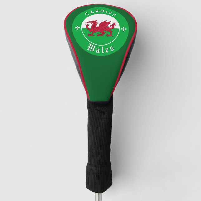 Wales Golfing, Covers, Cardiff, Welsh Flag Golf Head Cover (Front)