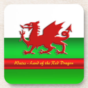 Wales - Home of the Red Dragon, metallic-effect Coaster