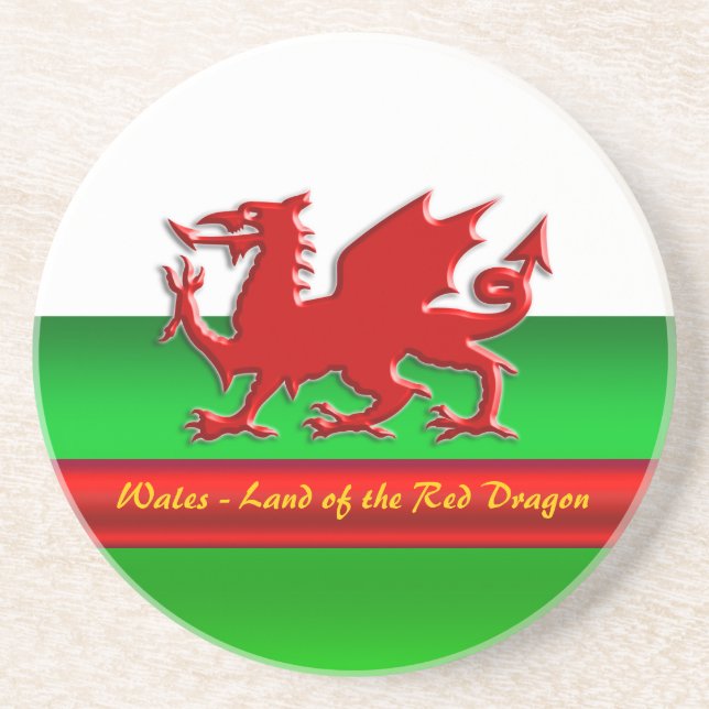 Wales - Home of the Red Dragon, metallic-effect Coaster (Front)