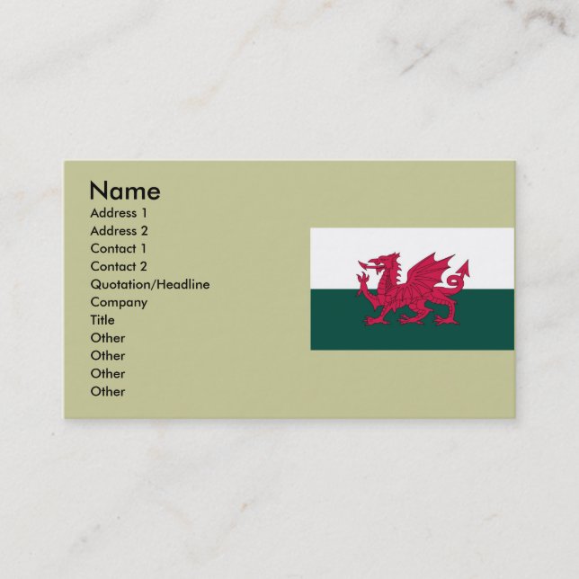 Wales Map and/or Flag Business Card (Front)