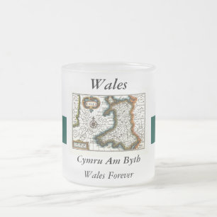 Wales Map and/or Flag Frosted Glass Coffee Mug