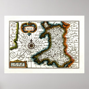 Wales Map and/or Flag Poster