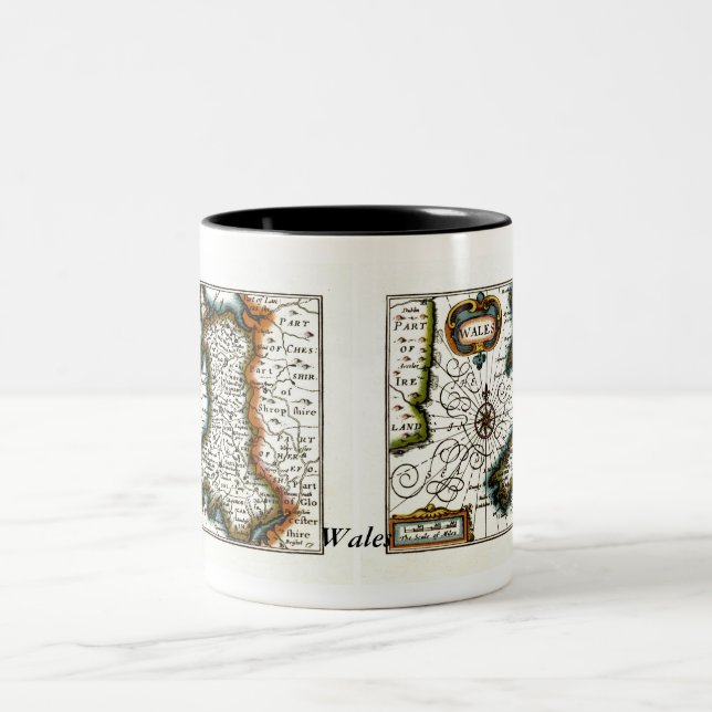 Wales Map and/or Flag Two-Tone Coffee Mug (Center)