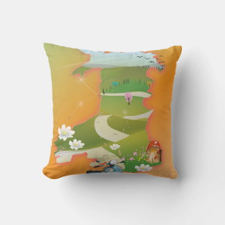 Wales map vintage travel poster cushion