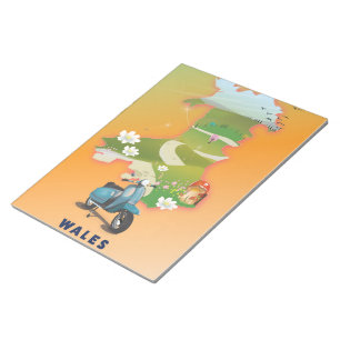 Wales map vintage travel poster notepad