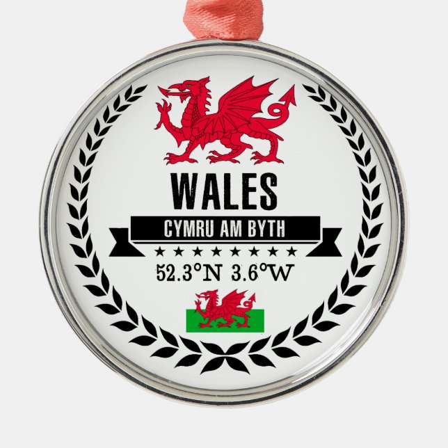 Wales Metal Tree Decoration (Front)