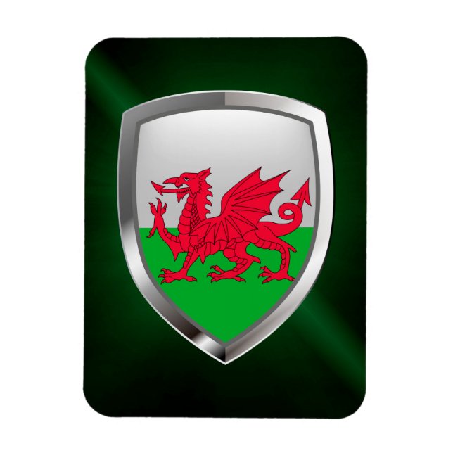 Wales  Metallic Emblem Magnet (Vertical)
