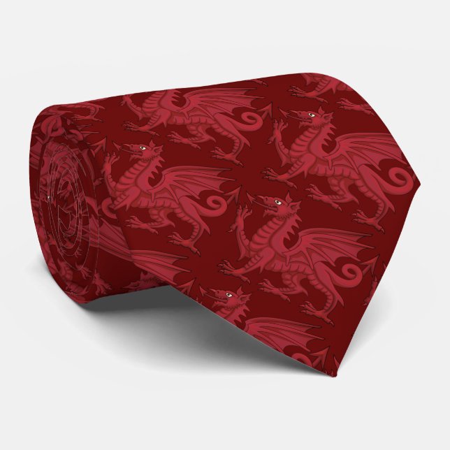 Wales Red Dragon (Y Ddraig Goch) Tie (Rolled)