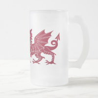Wales Red Mediaeval Dragon Glass Beer Mug
