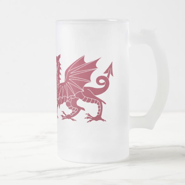 Wales Red Mediaeval Dragon Glass Beer Mug (Right)