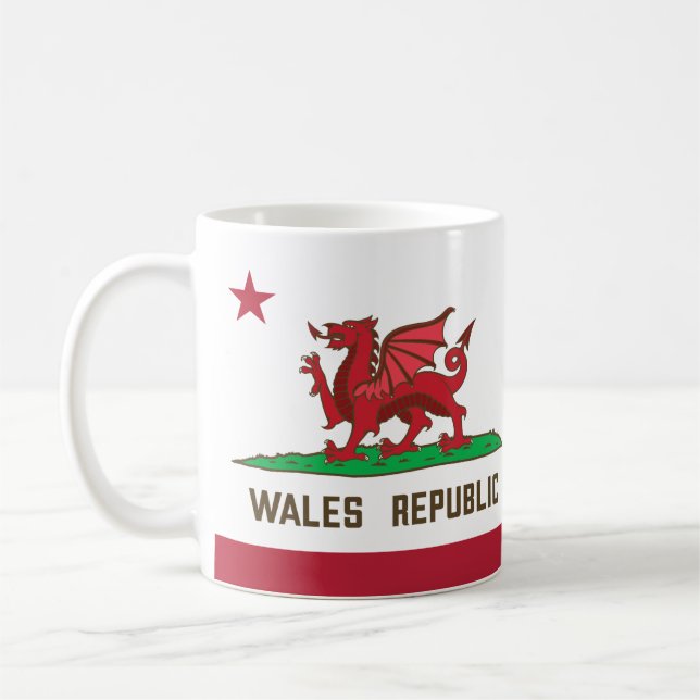 Wales Republic Dragon Flag Welsh Pride Coffee Mug (Left)