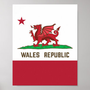 Wales Republic Dragon Flag Welsh Pride Poster