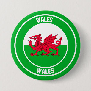 Wales Round Emblem 7.5 Cm Round Badge