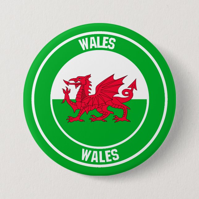 Wales Round Emblem 7.5 Cm Round Badge (Front)