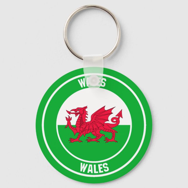 Wales Round Emblem Key Ring (Front)