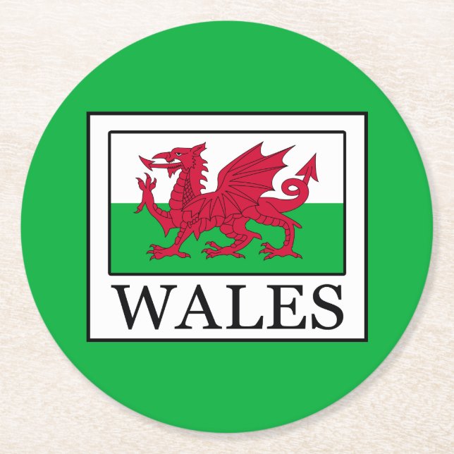 Wales Round Paper Coaster (Front)