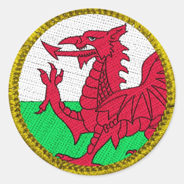 Wales Round Patch Gold  Classic Round Sticker (Front)