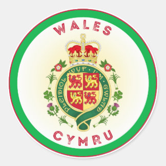 Wales Royal Badge Circle Shape Classic Round Sticker