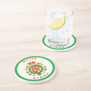 Wales Royal Badge Circle Shape  Coaster