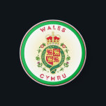Wales Royal Badge Circle Shape  Magnet<br><div class="desc">Very pleasant design showing the Royal Badge of Wales within a circle shape made of the national colours.</div>