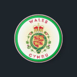 Wales Royal Badge Circle Shape  Magnet<br><div class="desc">Very pleasant design showing the Royal Badge of Wales within a circle shape made of the national colours.</div>