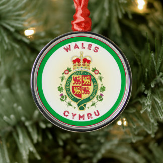 Wales Royal Badge Circle Shape Metal Tree Decoration