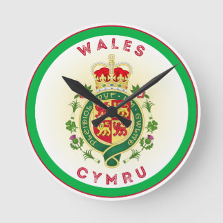 Wales Royal Badge Circle Shape Round Clock