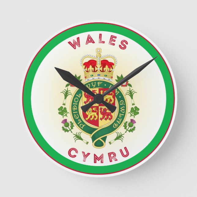 Wales Royal Badge Circle Shape  Round Clock (Front)