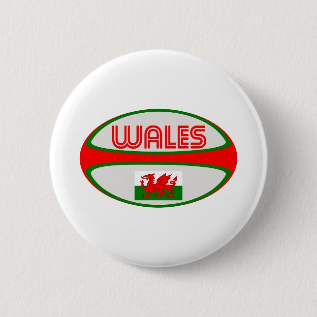 Wales Rugby Ball 6 Cm Round Badge (Front)