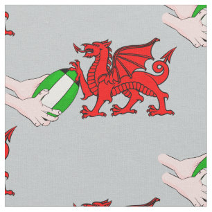 Wales Rugby Team Dragon With Rugby Ball Fabric