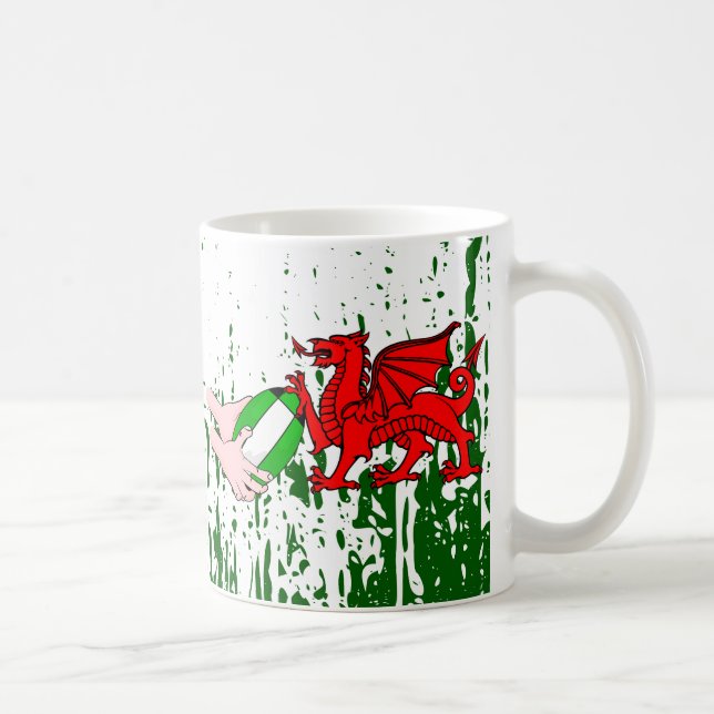 Wales Rugby Team Supporters Flag With Ball Coffee Mug (Right)