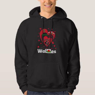Wales Rugby Welsh Red Dragon Colourful Heart Desig Hoodie