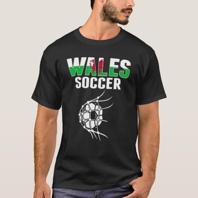 Wales Soccer Ball In Net Goal  Welsh Football Supp T-Shirt (Front)