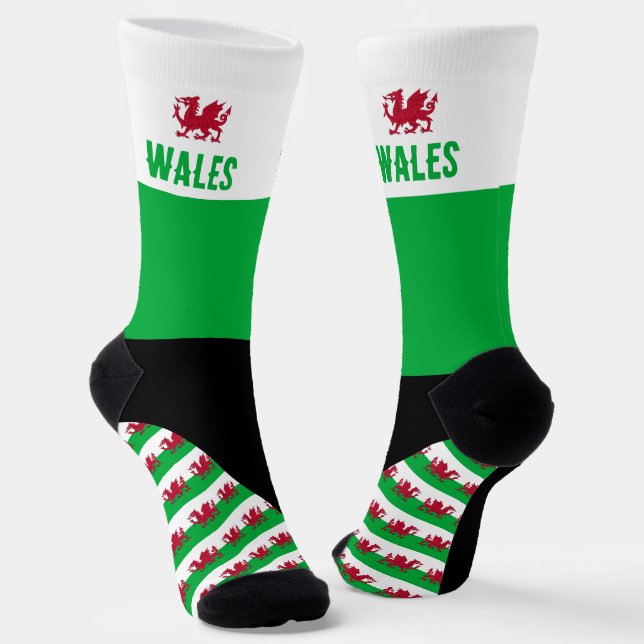 Wales Socks, Welsh flag colours, Cymru / sports Socks (Angled)