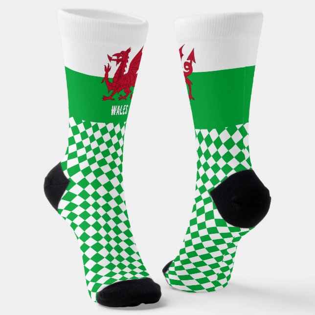 Wales Socks, Welsh flag, Cymru fashion / sports Socks (Angled)