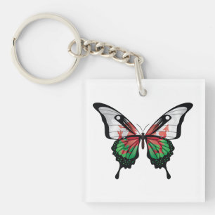 Wales Swallowtail Butterfly Flag Sticker Key Ring