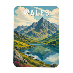 Wales United Kingdom Illustration Travel Art Retro Magnet