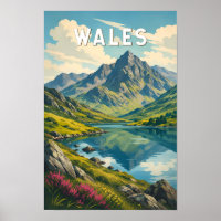 Wales United Kingdom Illustration Travel Art Retro
