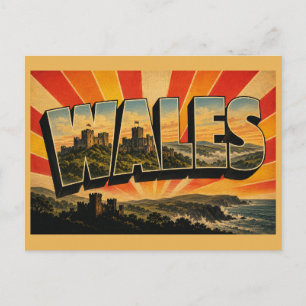 Wales United Kingdom Vintage Travel Art Postcard