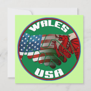 Wales USA Handshake Party Invitations