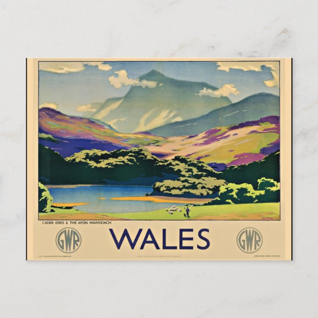 Wales, vintage travel poster postcard (Front)