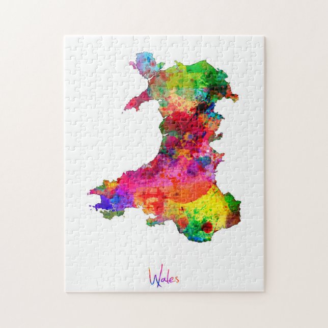 Wales Watercolor Map Jigsaw Puzzle (Vertical)