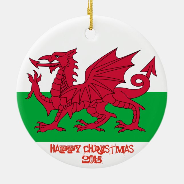 Wales Welch Dragon Flag Christmas Ornament (Back)