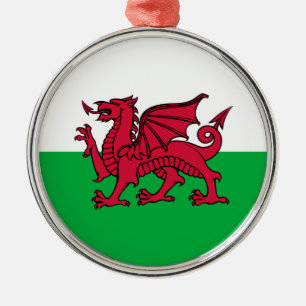Wales -Welsh Flag Metal Tree Decoration