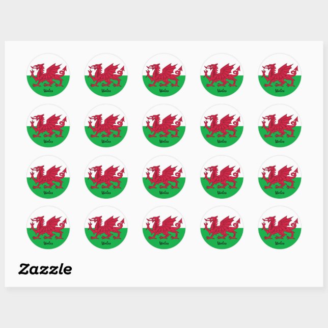 Wales & Welsh flag patriots, holiday / sports Classic Round Sticker (Sheet)
