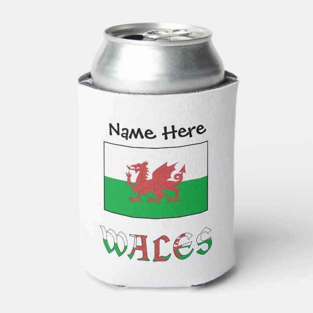 Wales Welsh Flag Personalized  Can Cooler (Can Front)