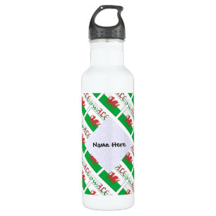 Wales Welsh Flag Tiled Personalised 710 Ml Water Bottle