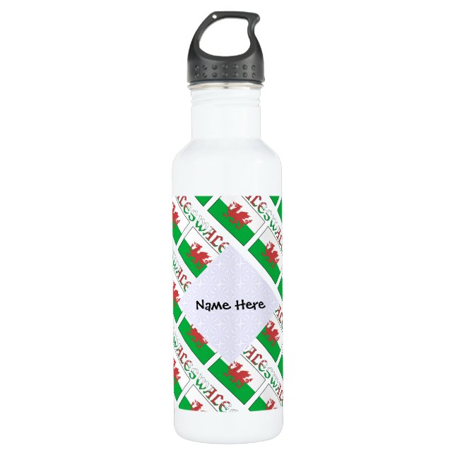 Wales Welsh Flag Tiled Personalised  710 Ml Water Bottle (Front)
