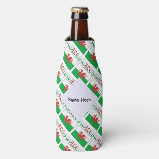 Wales Welsh Flag Tiled Personalised  Bottle Cooler