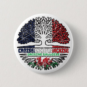 Wales Welsh French France Tree Roots Flag 6 Cm Round Badge